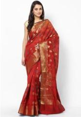 Bunkar Faux Cotton Banarasi Fancy Red Saree women