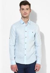 Celio Light Blue Solid Regular Fit Casual Shirt men