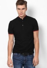 Celio Solid Black Mandarin T Shirt men