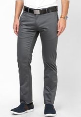 Celio Solid Dark Grey Slim Fit Formal Trouser men