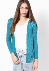 Code Aqua Blue Solid Shrugs women