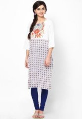 Cotton White Printed Kurta