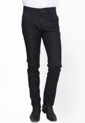 Crimsouneclub Solid Black Chinos men