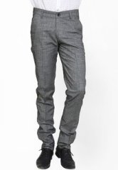 Crimsouneclub Solid Grey Chinos men