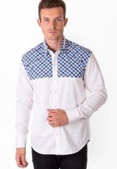 Dezignare Solid White Casual Shirt men