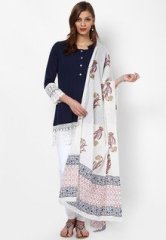 Dhwani Cotton White Dupatta women