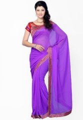 Diva Fashion Georgette Purple Printed Saree women