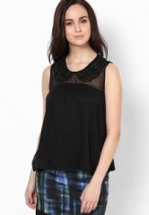 Dorothy Perkins Black Embellished Collar Top women