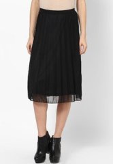 Dorothy Perkins Black Mesh Pleated Midi women