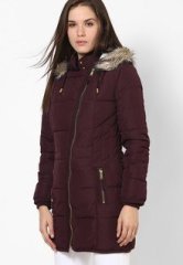 Dorothy Perkins Burgundy Padded Zip Front Coat women