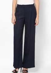 Dorothy Perkins Navy Herringbone Wideleg Trouser women