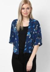 Dorothy Perkins Petite Blue Lace Hem Shrug women