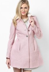 Dorothy Perkins Pink Textured Fit+Flare Coat women