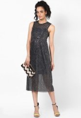 Dorothy Perkins Silver Plisse Midi Dress women