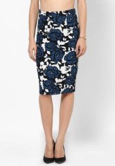 Dorothy Perkins Teal Floral Crepe Pencil Skirt women