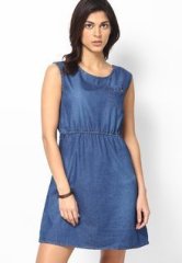 Elle Dark Blue Knee Length Dress women