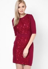 Elle Maroon Shift Dress women