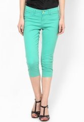 Elle Sea Green 3/4Th Length Capris women