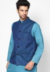 Even Striped Blue Nehru Jacket men