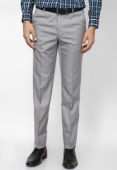 Excalibur Grey Solid Formal Trousers men