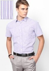 Excalibur Purple Striped Formal Shirt men