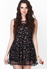 Faballey Black Printed Dresses women