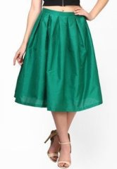 Faballey Green Solid Skirt women