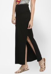 Faballey Solid Black Skirt women