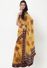 Fabdeal Printed Yellow Saree women