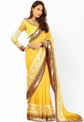 Fabdeal Yellow Sarees women