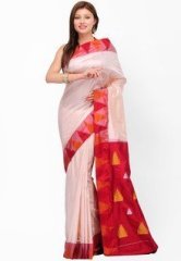 Fabroop Off White Self Pattern Saree women