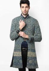 Fahd Khatri Printed Light Blue Long Coat men