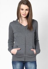 Femella Charcoal Grey Hooded Front Zip Up Jacket women