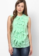 Femella Green Frilled Top women