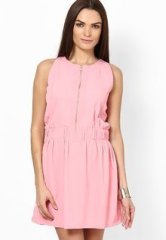 Femella Peach Sleeveless Zipper Front Dress women