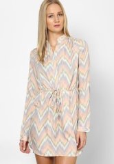 Femella Pink Front Tie Up Shirt Dress women