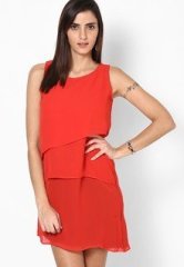 Femella Red Asymetric Tier Dress women