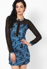 French Connection Utility Blue Printed Dress women