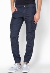 Gas Blue Solid Skinny Fit Chinos men