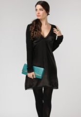 Gas Hip Length Black Tunic With Lace Around Neck women