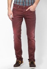 Gas Maroon Mitch Slim Fit Jeans men