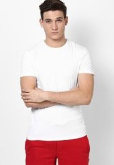 Gas White Solid Slim Fit Round Neck T Shirt men