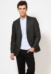 Genesis Full Sleeve Solids Black Blazers men