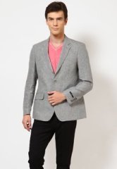 Genesis Full Sleeve Solids Grey Blazers men