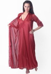 Ginni Maroon Solid Nightwear women