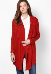 Global Desi Acrylic Blend Red Solid Shrug women