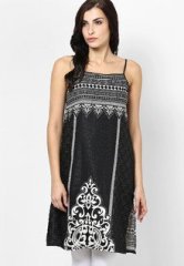 Global Desi Polyester Black Kurta women