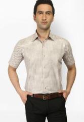 Globus Checked Beige Formal Shirt men