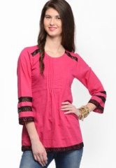 Gritstones Solid Pink Tunic women