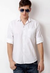 Hanburry White Roll Up Sleeve Casual Shirt men